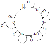 CAS 登录号：79385-96-9， 16-丁烷-2-基-10,11,14-三甲基-3-(环氧乙烷-2-基甲基)-13-丙-2-基-4-氧杂-1,8,11,14,17-五氮杂双环[17.4.0]二十三烷-2,5,9,12,15,18-六酮