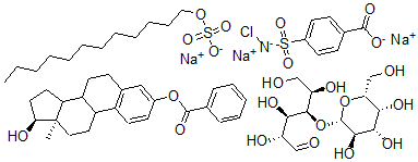 CAS#: 79682-28-3, 4-Obeta-D-galactopyranosyl-D-Glucose mixt. with 4-((chloroamino)sulfonyl)benzoic acid disodium salt, (17beta)-17-hydroxyestra-1,3,5(10)-trien-3-yl benzoate and sodium dodecyl sulfate