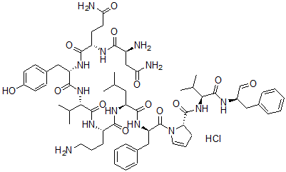 CAS#: 79774-98-4, (2S)-N-[(2S)-1-[[(2S)-1-[[(2S)-5-Amino-1-[[(2S)-4-Methyl-1-[[(2R)-1-[(2S)-2-[[(2S)-3-Methyl-1-Oxo-1-[[(2R)-1-Oxo-3-Phenylpropan-2-Yl]Amino]Butan-2-Yl]Carbamoyl]-2,3-Dihydropyrrol-1-Yl]-1-Oxo-3-Phenylpropan-2-Yl]Amino]-1-Oxopentan-2-Yl]Amino]-1-Oxopentan-2-Yl]Amino]-3-Methyl-1-Oxobutan-2-Yl]Amino]-3-(4-Hydroxyphenyl)-1-Oxopropan-2-Yl]-2-[[(2S)-2,4-Diamino-4-Oxobutanoyl]Amino]Pentanediamide Hydrochloride
