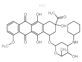 CAS 登录号：79898-09-2， (8S-顺式)-8-乙酰基-10-((3-(环己基氨基)-2,3,6-三脱氧-alpha-L-来苏-己糖吡喃糖苷)氧基)-7,8,9,10-四氢-6,8,11-三羟基-1-甲氧基-5,12-萘并萘二酮盐酸盐