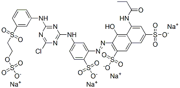 CAS 登录号：80019-42-7， 3-[[5-[[4-氯-6-[[3-[[2-(磺酸基氧基)乙基]磺酰基]苯基]氨基]-1,3,5-三嗪-2-基]氨基]-2-磺酸基苯基]偶氮]-4-羟基-5-[(1-氧代丙基)氨基]萘-2,7-二磺酸四钠