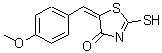 CAS 登录号：81154-16-7， (5E)-5-(4-甲氧基苄亚基)-2-硫基-1,3-噻唑-4(5H)-酮