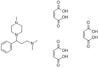 CAS 登录号：81402-36-0， gamma-苯基-N,N,4-三甲基-1-哌嗪丙胺 (Z)-2-丁烯二酸盐 (1:3)