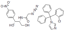 CAS 登录号:82571-54-8, (R-(R*,R*))-2-叠氮基-N-(2-羟基-1-(羟基甲基)-2-(4-硝基苯基)乙基)-乙酰胺与 1-((2-氯苯基)二苯基甲基)-1H-咪唑混合物