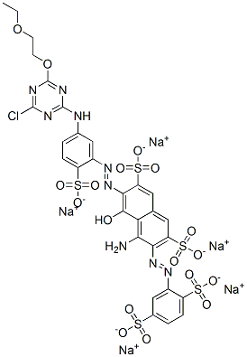 CAS 登录号：83137-14-8， 4-氨基-6-[[5-[[4-氯-6-(2-乙氧基乙氧基)-1,3,5-三嗪-2-基]氨基]-2-磺酸基苯基]偶氮]-3-[(2,5-二磺酸基苯基)偶氮]-5-羟基萘-2,7-二磺酸五钠