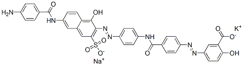 CAS#: 83221-59-4, Potassium Sodium 5-[[4-[[[4-[[6-[(4-Aminobenzoyl)Amino]-1-Hydroxy-3-Sulphonato-2-Naphthyl]Azo]Phenyl]Amino]Carbonyl]Phenyl]Azo]Salicylate