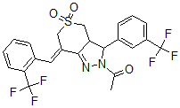 CAS 登录号：83376-85-6， 1-[(7Z)-5,5-二氧代-3-[3-(三氟甲基)苯基]-7-[[2-(三氟甲基)苯基]亚甲基]-3a,4-二氢-3H-噻喃并[4,3-c]吡唑-2-基]乙酮