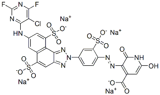 CAS#: 83400-20-8, 3-[[4-[7-[(5-Chloro-2,6-Difluoro-4-Pyrimidinyl)Amino]-5,9-Disulpho-2H-Naphtho[1,2-D]Triazol-2-Yl]-2-Sulphophenyl]Azo]-1,2-Dihydro-6-Hydroxy-2-Oxoisonicotinic Acid, Sodium Salt