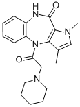 CAS#: 83621-96-9, 4,9-Dihydro-1,3-Dimethyl- 4-(1-Piperidinylacetyl)-Pyrrolo(3,2-B)(1,5)Benzodiazepin-10(1H)-One