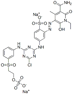 CAS#: 84000-63-5, Disodium 2-[[5-Carbamoyl-1-Ethyl-1,6-Dihydro-2-Hydroxy-4-Methyl-6-Oxo-3-Pyridyl]Azo]-4-[[4-Chloro-6-[[3-[[2-(Sulphonatooxy)Ethyl]Sulphonyl]Phenyl]Amino]-1,3,5-Triazin-2-Yl]Amino]Benzenesulphonate