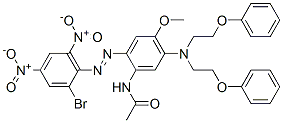 CAS 登录号：84000-64-6， N-[5-[二(2-苯氧基乙基)氨基]-2-[(2-溴-4,6-二硝基苯基)偶氮]-4-甲氧基苯基]乙酰胺