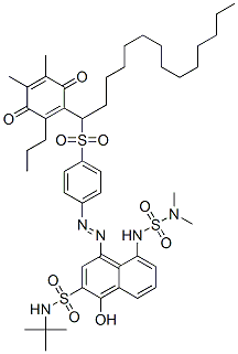 CAS#: 84360-90-7, N-(Tert-Butyl)-5-[[(Dimethylamino)Sulphonyl]Amino]-4-[[4-[[1-(4,5-Dimethyl-3,6-Dioxo-2-Propylcyclohexa-1,4-Dien-1-Yl)Tetradecyl]Sulphonyl]Phenyl]Azo]-1-Hydroxynaphthalene-2-Sulphonamide