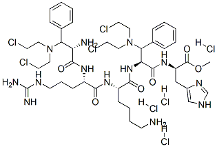 CAS#: 84434-76-4, N-(3-(Bis(2-Chloroethyl)Amino)-N-(N2-(N2-(3-(Bis(2-Chloroethyl)Amino)-L-Phenylalanyl)-L-Arginyl)-L-Lysyl)-L-Phenylalanyl)-L-Histidine Methyl Ester Tetrahydrochloride