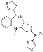 CAS#: 84671-34-1, N-((2,3-Dihydro-1-Methyl-5-(3-Thienyl)-1H-1,4-Benzodiazepin-2-Yl)Methyl)-3-Furancarboxamide Monohydrochloride