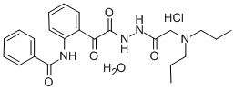 CAS#: 85080-19-9, 2-(Benzoylamino)-alpha-Oxo-Benzeneacetic Acid 2-((Dipropylamino)Acetyl)Hydrazide Hydrochloride hydrate