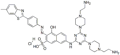 CAS#: 85305-17-5, 7-[[4,6-Bis[4-(2-Aminoethyl)-1-Piperazinyl]-1,3,5-Triazin-2-Yl]Amino]-4-Hydroxy-3-[[4-(6-Methylbenzothiazol-2-Yl)Phenyl]Azo]Naphthalene-2-Sulphonic Acid Hydrochloride