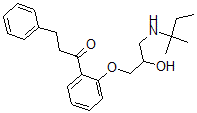 CAS 登录号：85414-47-7， 1-[2-[2-羟基-3-(2-甲基丁烷-2-基氨基)丙氧基]苯基]-3-苯基丙烷-1-酮