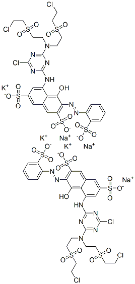 CAS 登录号：85554-62-7， 5-[[4-[二[2-[(2-氯乙基)磺酰基]乙基]氨基]-6-氯-1,3,5-三嗪-2-基]氨基]-4-羟基-3-[(2-磺基苯基)偶氮]萘-2,7-二磺酸钾钠盐