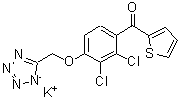 CAS 登录号：85567-48-2， [2,3-二氯-4-(1H-四唑-5-基甲氧基)苯基]-2-噻吩基-甲酮钾盐(1:1)