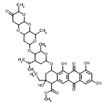CAS#: 85819-82-5, Methyl 4-({4-(dimethylamino)-5-[(2,9-dimethyl-3-oxooctahydro-2H,5aH-dipyrano[2,3-b:4',3'-e][1,4]dioxin-7-yl)oxy]-6-methyltetrahydro-2H-pyran-2-yl}oxy)-2-ethyl-2,5,7,9-tetrahydroxy-6,11-dioxo-1,2,3,4,6 ,11-hexahydro-1-tetracenecarboxylate