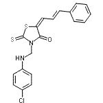 CAS 登录号：86650-12-6， (5E)-3-{[(4-氯苯基)氨基]甲基}-5-[(2E)-3-苯基-2-丙烯-1-亚基]-2-硫代-1,3-噻唑烷-4-酮