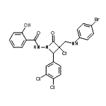 CAS 登录号：87454-49-7， N-[3-{[(4-溴苯基)氨基]甲基}-3-氯-2-(3,4-二氯苯基)-4-氧代-1-氮杂环丁基]-2-羟基苯甲酰胺