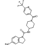 CAS#: 909662-28-8, 5-Methyl-N-(1-{[6-(trifluoromethyl)-3-pyridinyl]carbonyl}-4-piperidinyl)-1-indolinecarboxamide
