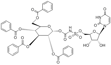CAS#: 93426-60-9, 5'-O-((((2'',3'',4'',6''-Tetra-O-benzoylglucopyranosyl)oxy)carbonyl)amino)sulfonyluridine