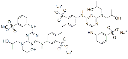 CAS 登录号：93778-03-1， 2,2'-(1,2-乙烯二基)二[5-[[4-[二(2-羟基丙基)氨基]-6-[(3-磺基苯基)氨基]-1,3,5-三嗪-2-基]氨基]-苯磺酸四钠盐