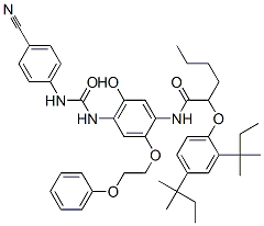 CAS 登录号：93783-18-7， 2-[2,4-双(1,1-二甲基丙基)苯氧基]-N-[4-[[[(4-氰基苯基)氨基]羰基]氨基]-5-羟基-2-(2-苯氧基乙氧基)苯基]己酰胺