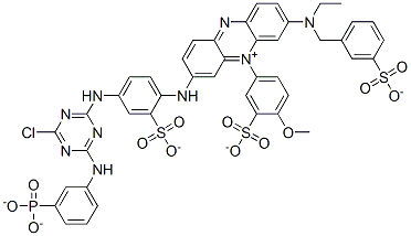 CAS 登录号：93923-62-7， 3-[[4-[[4-氯-6-[(3-膦酰苯基)氨基]-1,3,5-三嗪-2-基]氨基]-2-磺基苯基]氨基]-7-[乙基[(3-磺基苯基)甲基]氨基]-5-(4-甲氧基-3-磺基苯基)-吩嗪鎓内盐