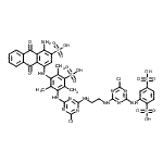 CAS#: 94021-16-6, 2-({4-[(2-{[4-({3-[(4-Amino-9,10-dioxo-3-sulfo-9,10-dihydro-1-anthracenyl)amino]-2,4,6-trimethyl-5-sulfophenyl}amino)-6-chloro-1,3,5-triazin-2-yl]amino}ethyl)amino]-6-chloro-1,3,5-triazin-2-yl}amino)- 1,4-benzenedisulfonic acid