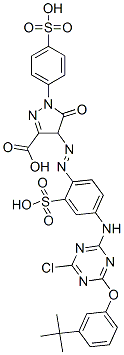 CAS#: 94042-71-4, 4-[[4-[[6-[3-(tert-Butyl)Phenoxy]-4-Chloro-1,3,5-Triazin-2-Yl]Amino]-2-Sulphophenyl]Azo]-4,5-Dihydro-5-Oxo-1-(4-Sulphophenyl)-1H-Pyrazole-3-Carboxylic Acid