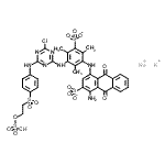 CAS 登录号：94157-80-9， 钾钠1-氨基-4-{[3-({4-氯-6-[(4-{[2-(磺基氧基)乙基]磺酰基}苯基)氨基]-1,3,5-三嗪-2-基}氨基)-2,4,6-三甲基-5-磺酸苯基]氨基}-9,10-二氧代-9,10-二氢-2-蒽磺基n酸酯(1:1:1)