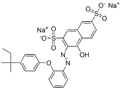 CAS 登录号：94158-04-0， 4-羟基-3-[[2-[4-(叔戊基)苯氧基]苯基]偶氮]萘-2,7-二磺酸二钠