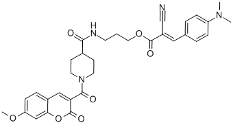 CAS#: 958396-69-5, 2-Cyano-3-[4-(Dimethylamino)Phenyl]-2-Propenoic Acid 3-[[[1-[(7-Methoxy-2-Oxo-2H-1-Benzopyran-3-Yl)Carbonyl]-4-Piperidinyl]Carbonyl]Amino]Propylester