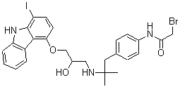 CAS#: 97458-57-6, 2-Bromo-N-[4-[2-[[2-Hydroxy-3-[[1-(Iodo-125I)-9H-Carbazol-4-Yl]Oxy]Propyl]Amino]-2-Methylpropyl]Phenyl]-Acetamide