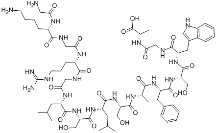 CAS 登录号:99026-78-5, 甘氨酰-赖氨酰-甘氨酰-精氨酰-甘氨酰-亮氨酰-丝氨酰-亮氨酰-丝氨酰-丙氨酰-苯丙氨酰-丝氨酰-色氨酰-甘氨酰-丙氨酸