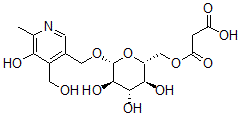 CAS 登录号:99102-39-3, 5'-O-(6-O-丙二酰吡喃葡萄糖基)吡哆辛