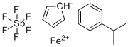 CAS # 100011-37-8, (eta-Cumene)-(eta-cyclopentadienyl)iron(II) hexafluoroantimonate, lambda5-antimony(5+) iron(3+) 3-(propan-2-yl)benzen-1-ide cyclopenta-2,4-dien-1-ide hexafluoride