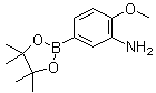 structure of CAS# 1000339-10-5, 2-Methoxy-5-(4,4,5,5-tetramethyl-1,3,2-dioxaborolan-2-yl)aniline