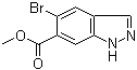 structure of CAS# 1000342-30-2, 5-Bromo-1H-indazole-6-carboxylic acid methyl ester