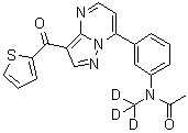 CAS 登录号：1001083-37-9, N-(三氘甲基)-N-[3-[3-(2-噻吩基羰基)吡唑并[1,5-a]嘧啶-7-基]苯基]乙酰胺