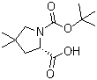 structure of CAS# 1001353-87-2, (2S)-4,4-二甲基-1,2-吡咯烷二羧酸 1-叔丁酯