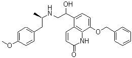 5-[(1R)-1-Hydroxy-2-[[(1R)-2-(4-methoxyphenyl)-1-methylethyl]amino]ethyl]-8-(phenylmethoxy)-2(1H)-quinolinone molecular structure (CAS 100429-06-9)