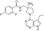 CAS # 1004990-28-6, (S)-N-[[3-Amino-1-(5-ethyl-7H-pyrrolo[2,3-d]pyrimidin-4-yl)pyrrolidin-3-yl]methyl]-2,4-difluorobenzamide