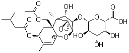 CAS # 100690-35-5, HT-2 toxin 3-glucuronide, (3alpha,4beta,8alpha)-15-(Acetyloxy)-12,13-epoxy-4-hydroxy-8-(3-methyl-1-oxobutoxy)trichothec-9-en-3-yl beta-D-glucopyranosiduronic acid
