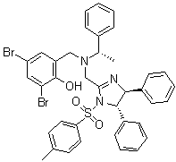 structure of CAS# 1009582-56-2, 2,4-二溴-6-[[[[(4S,5S)-4,5-二氢-1-[(4-甲基苯基)磺酰基]-4,5-二苯基-1H-咪唑-2-基]甲基][(1S)-1-苯基乙基]氨基]甲基]苯酚