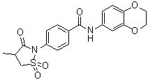 CAS 登录号：1011702-84-3, N-(2,3-二氢-1,4-苯并二恶英-6-基)-4-(4-甲基-1,1-二氧代-3-氧代-2-异噻唑烷基)苯甲酰胺