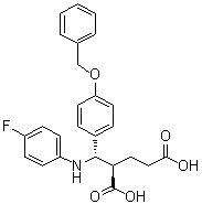 CAS # 1013025-04-1, (2R)-2-[(S)-[(4-Fluorophenyl)amino][4-(phenylmethoxy)phenyl]methyl]pentanedioic acid, Ezetimibe Diacid Impurity